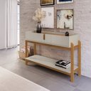 Ver imagem 6 de Buffet 190cm e Aparador 2 Gavetas com Pés de Madeira Maciça Lizz Bege/Off White/Cedro