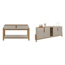 Ver imagem 2 de Buffet 190cm e Aparador 2 Gavetas com Pés de Madeira Maciça Lizz Bege/Off White/Cedro