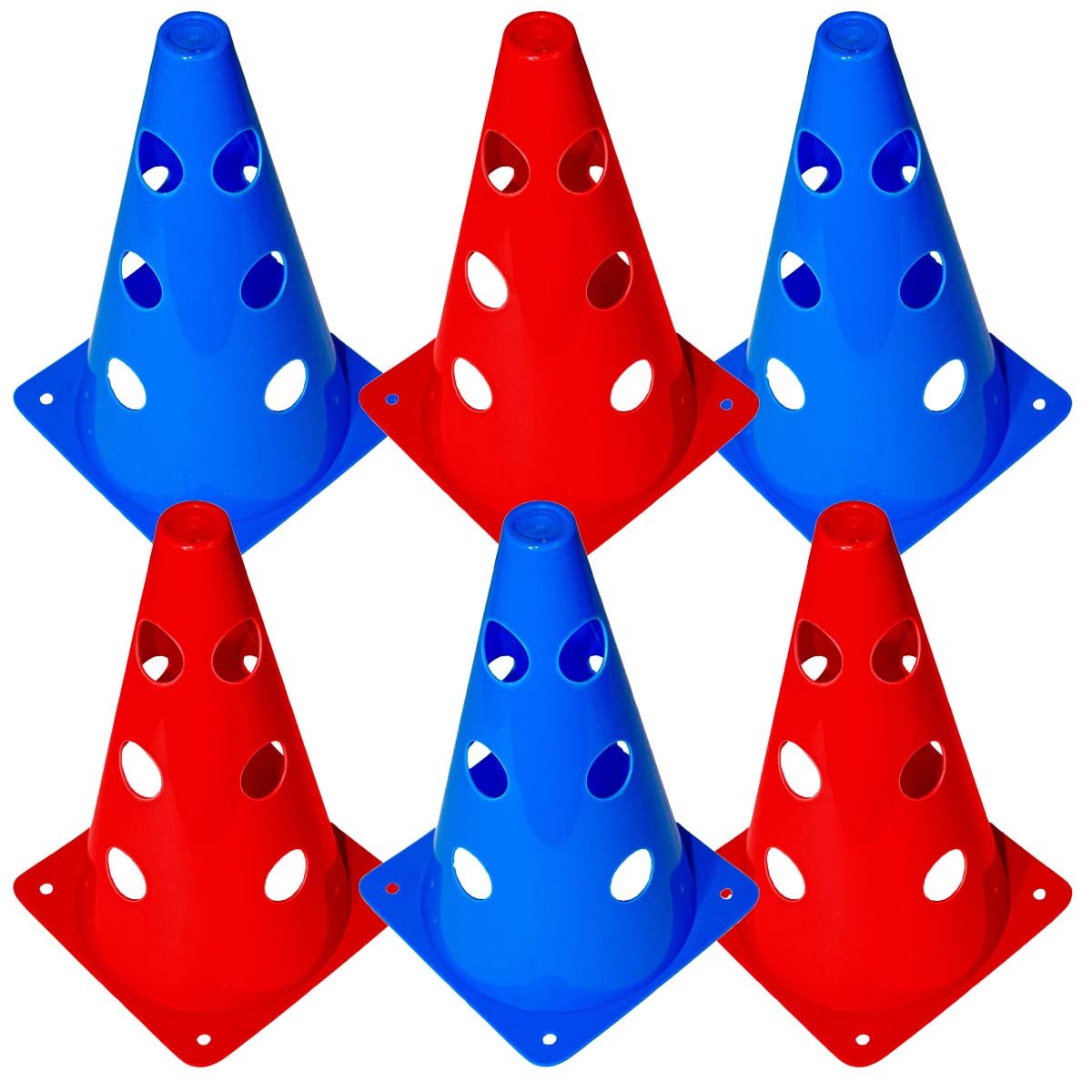Kit Com 6 Cones De Marca o Com 12 Furos Treinamento nico Azul kit-com-6-cones-de-marca-o-com-12-furos-treinamento-nico-azul