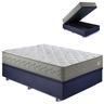 Base Box Baú Casal 138x188 Suede com Colchão New 4 Estações Molas Ensacadas - 1
