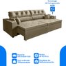 Sofá 5 Lugares SMART Retrátil, Reclinável, 3,02 Metros Tecnologia Carregamento 3 portas USB Castor - 3