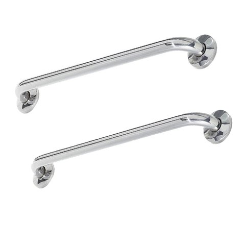 Alça Apoio Inox Kit 2 Uni 40cm Banheiro Cadeirante Idoso Deficiente Acessibilidade