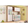 Quarto Infantil com Guarda-Roupa 2 Portas, Módulo 3 portas e Berço Cama Júnior Branco Brilho/ - 2
