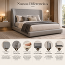 Ver imagem 3 de Conjunto Casal Cama Japonesa Cabeceira Milano Moderna Luxo Premiun Elegante Divani com Cabeceira em