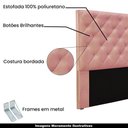 Ver imagem 4 de Cabeceira Estofada Casal Tàzio no Estrado MDF Veludo Rosa Gran Belo