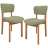 Kit 02 Cadeiras para Sala de Jantar Cozinha Living Estofada Dara L02 Bouclê Oliva - Lyam Decor - 1