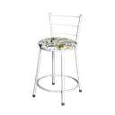 Ver imagem 3 de Jogo 2 Banqueta Baixa Para Cozinha Epoxi Branca Estofado Floral Floral