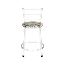 Ver imagem 4 de Jogo 2 Banqueta Baixa Para Cozinha Epoxi Branca Estofado Floral Floral