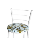 Ver imagem 2 de Jogo 2 Banqueta Baixa Para Cozinha Epoxi Branca Estofado Floral Floral