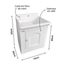 Ver imagem 2 de Gabinete Tanque de Lavanderia 50 Litros Espaço Torneira Branco 021