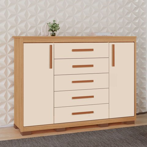 Comoda Ingrid Tuboarte 5 Gavetas e 2 Portas 100% em Mdf
