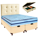 Ver imagem 1 de Cama + Bau Blindado e Colchão Molas Ensacadas Queen - Blue Paropas + Cabeceira