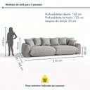 Ver imagem 3 de Sofá Cama Modular Orgânico Retrátil 3 Lugares Base Madeira Maciça 210 cm Marrocos