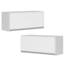 Ver imagem 1 de Kit 02 Armários Aéreo Multiuso Geladeira Lux 60cm 100% MDF 01 Porta Basculante - Desk Design - Branc