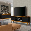 Ver imagem 1 de Conjunto Sala de Estar Buffet Ripado Rack 2 Portas 180cm