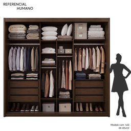 Guarda Roupa Casal 3 Portas de Correr 6 Gavetas Palissy Frisado MDF Marrom/Âmbar - 5 Guarda Roupa Casal 3 Portas de Correr 6 Gavetas Palissy Frisado MDF Marrom/Âmbar - 5