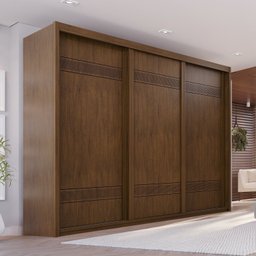 Guarda Roupa Casal 3 Portas de Correr 6 Gavetas Palissy Frisado MDF Marrom/Âmbar - 1 Guarda Roupa Casal 3 Portas de Correr 6 Gavetas Palissy Frisado MDF Marrom/Âmbar - 1
