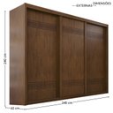 Ver imagem 4 de Guarda Roupa Casal 3 Portas de Correr 6 Gavetas Palissy Frisado MDF Marrom/Âmbar