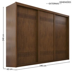 Guarda Roupa Casal 3 Portas de Correr 6 Gavetas Palissy Frisado Mdf - 4 Guarda Roupa Casal 3 Portas de Correr 6 Gavetas Palissy Frisado Mdf - 4