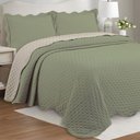 Ver imagem 1 de Cobre Leito Colcha By-collor Queen 3 Peças Verde-cinza - 100% Poliéster