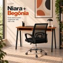 Ver imagem 4 de Conjunto de Escritório Mesa Niara e Cadeira Begônia Preto