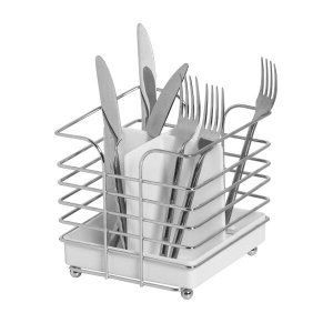 Porta Talher Organizador Quadrado Cromo Colors Branco
