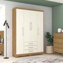 Ver imagem 2 de Guarda Roupa Casal Espanha 1,50m 4 Portas 3 Gavetas Nature e Champanhe - Vila Rica