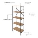 Ver imagem 3 de Estante C/05 Prateleiras 152x60x33cm Tub Tueh1565 Lâmina Mel - Est.preta Lâmina Mel / Est.preta