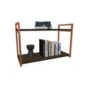 Ver imagem 2 de Nicho Industrial 2 Prateleiras Bahamas Ferro Cobre Tampo Amêndoa 60cm