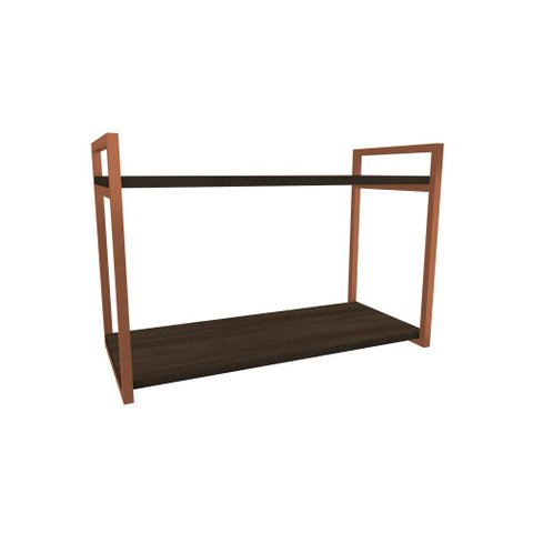 Nicho Industrial 2 Prateleiras Bahamas Ferro Cobre Tampo Amêndoa 60cm
