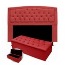 Ver imagem 1 de Kit Cabeceira Geovana + Calçadeira Baú Mirage Casal 140cm Suede - Ecotec Decor:Vermelho