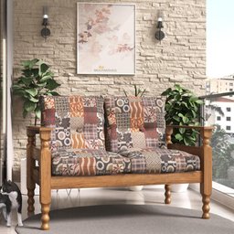 Namoradeira 2 Lugares Madeira Maciça Liz Multimóveis Cr7002.t66 Imbuia/floral - 1