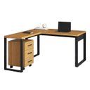 Ver imagem 2 de Mesa de Escritório em L 135cm com Gaveteiro Dalla Costa Mdf Cor:freijó com Preto Fosco