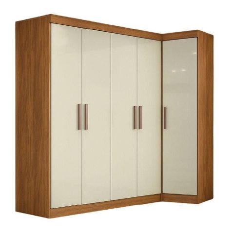 Quarto Modulado de Canto Madrid com 5 Portas e 2 Gavetas Maxel