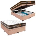 Ver imagem 1 de Cama Box Baú Casal Bipartido Sintético + Colchão Molas Ensacadas Texas Prime Colchões 138cm