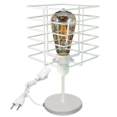 Luminária Mesa Abajur Mini Aramado Boxy Branco P/decorar