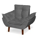 Ver imagem 3 de Mini Poltrona Cadeira Infantil de Criança Suede Cinza Escuro Pés Palito