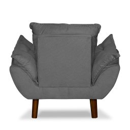 Mini Poltrona Cadeira Infantil de Criança Suede  Cinza Escuro Pés Palito - 3
