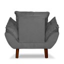 Ver imagem 4 de Mini Poltrona Cadeira Infantil de Criança Suede Cinza Escuro Pés Palito