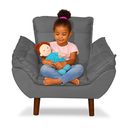 Ver imagem 7 de Mini Poltrona Cadeira Infantil de Criança Suede Cinza Escuro Pés Palito