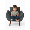 Ver imagem 1 de Mini Poltrona Cadeira Infantil de Criança Suede Cinza Escuro Pés Palito