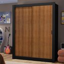 Ver imagem 1 de Guarda-roupa Solteiro Madesa Dallas 2 Portas de Correr 2 Gavetas - Preto/rustic