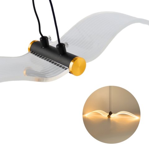 Pendente Passáro 3k Led Integrado Preto+dourado Bivolt Yoe