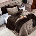 Ver imagem 2 de Coberdrom Canelado Dupla Face Denver Queen 03 Peças Manta Microfibra Canelada Caqui