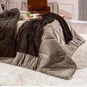 Ver imagem 7 de Coberdrom Canelado Dupla Face Denver Queen 03 Peças Manta Microfibra Canelada Caqui