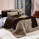 Ver imagem 1 de Coberdrom Canelado Dupla Face Denver Queen 03 Peças Manta Microfibra Canelada Caqui