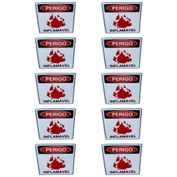 Kit Combo 10 Placa de Sinalização Perigo Inflamavel 20 X 30 - 1