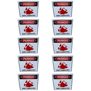 Kit Combo 10 Placa de Sinalização Perigo Inflamavel 20 X 30