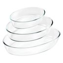 Ver imagem 1 de Jogo de Travessas Ovais em Vidro para Servir 3 Peças (1,5l+2l+3l)