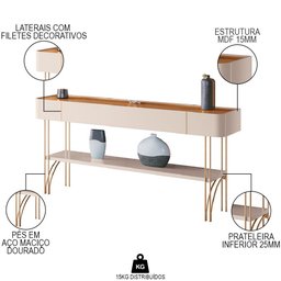 Aparador de Sala com Prateleira Vivant Off/cinamomo - Hb Móveis - 3